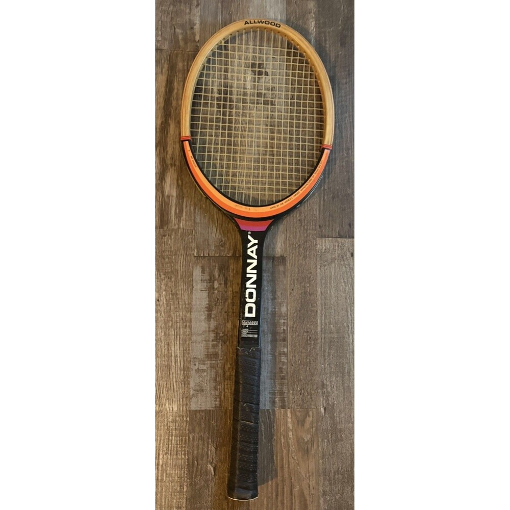 Vintage Donnay Allwood Tennis Racquet, Wood Frame, 4in Grip, Belgium